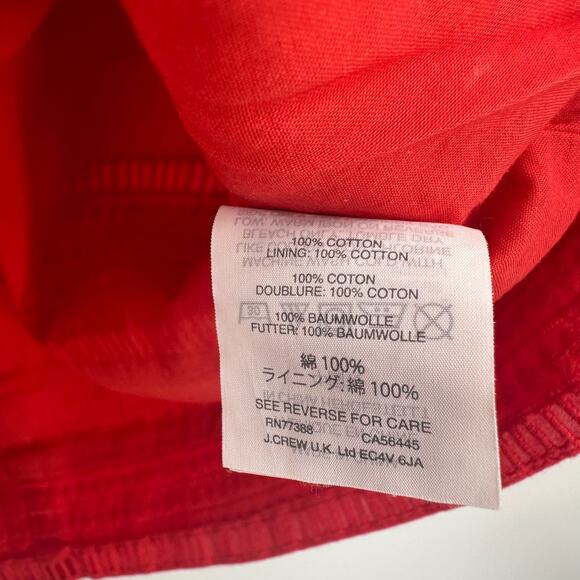 J Crew Size 0 Tunic Red Stripe Bell Ruffle Sleeve Open Keyhole Tie Back Workwear - Picture 7 of 7